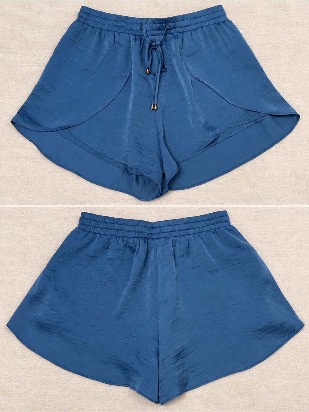 Heartloom Navy Blue Drawstring Tulip Hem Athletic Shorts